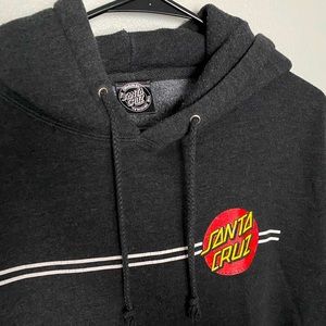 Men’s Santa Cruz Skateboards Hoody, Dark Grey w/ Red Logo, Size Medium